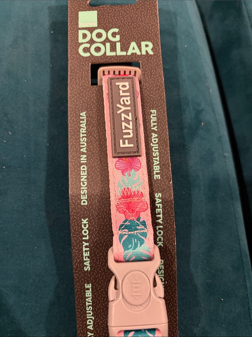 Pink Floral Hibiscus Dog Collar medium